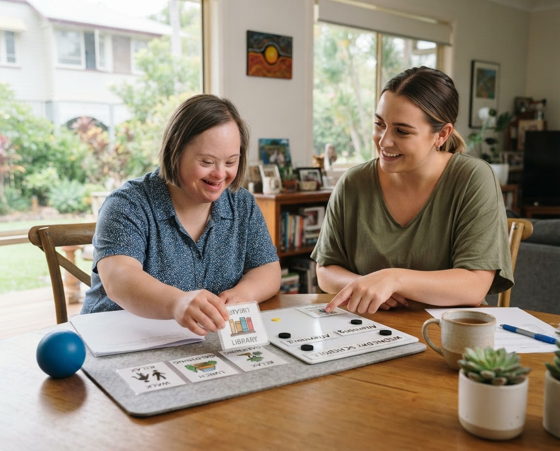 People playing a board game at a table