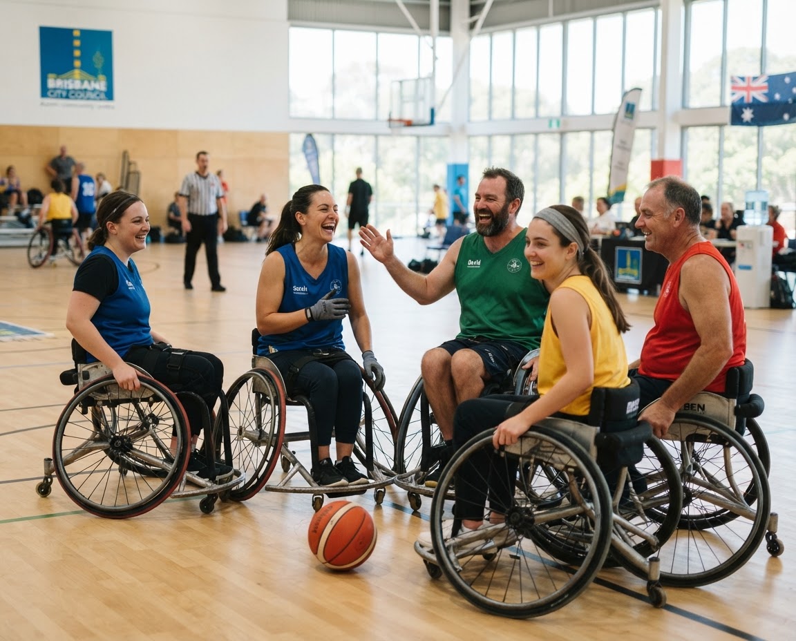 Wheelchair basketball players giving a high-five
