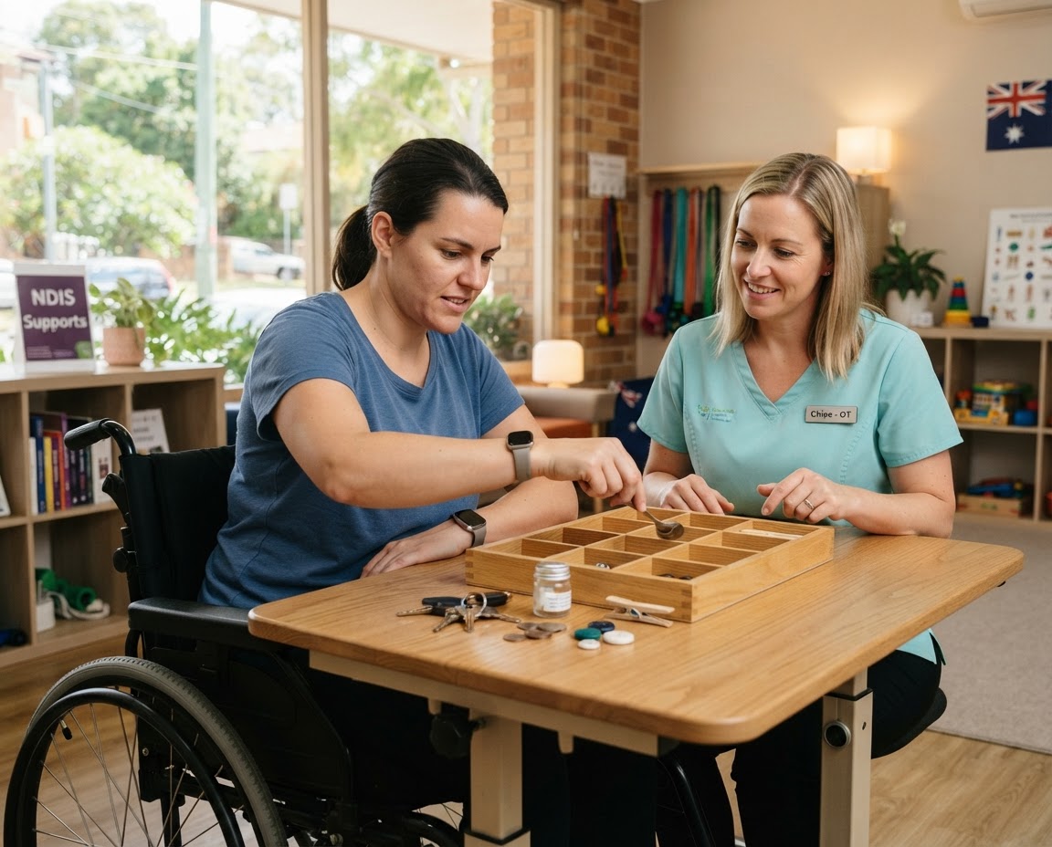 Carer and participant at a table
