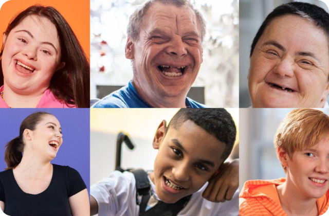 Collage of smiling people from diverse backgrounds and abilities
